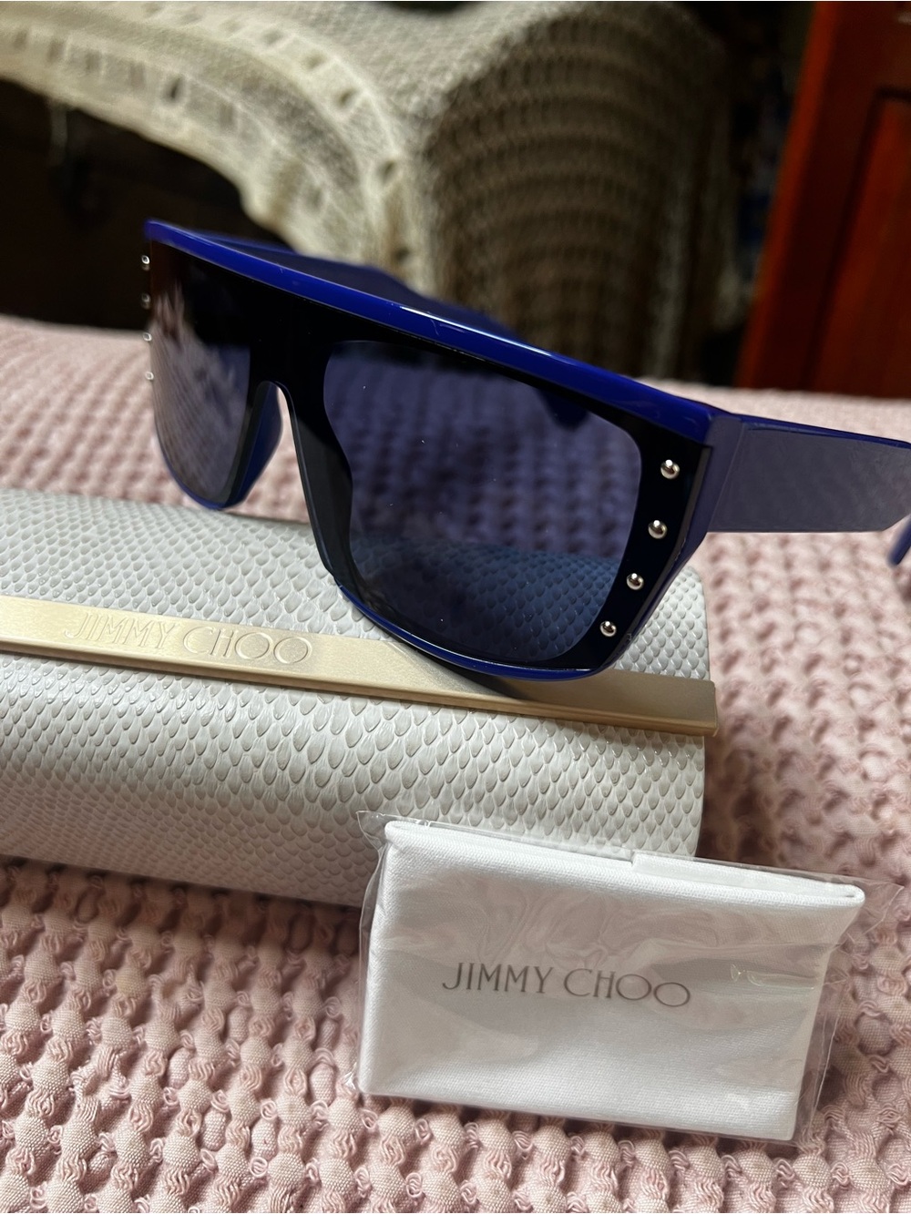 Jimmy Choo Rylan/s Blue Shield Sunglasses Unisex NEW